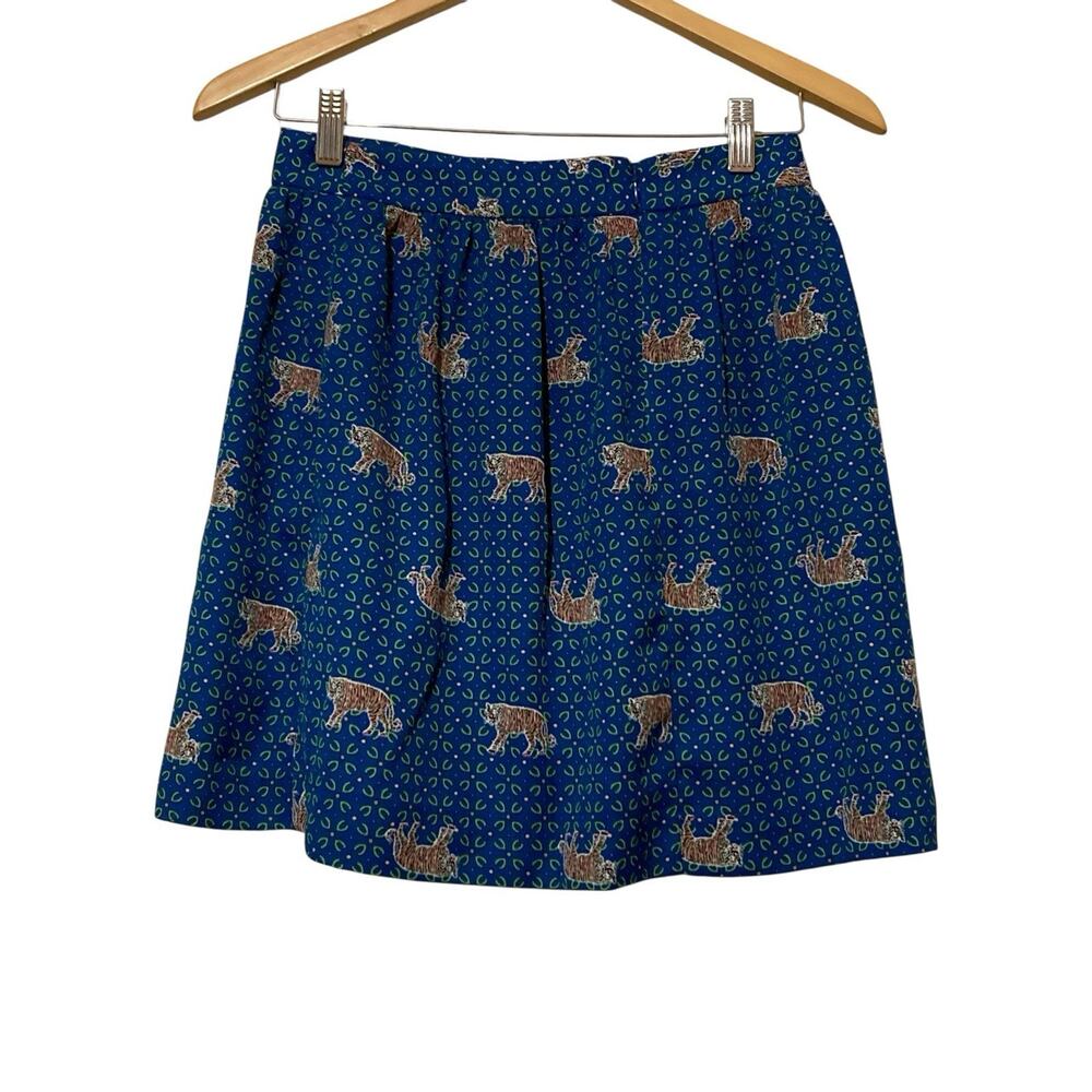 J. CREW Mercantile Blue Bengal Tiger Lined Short Skirt Sz‎ 00